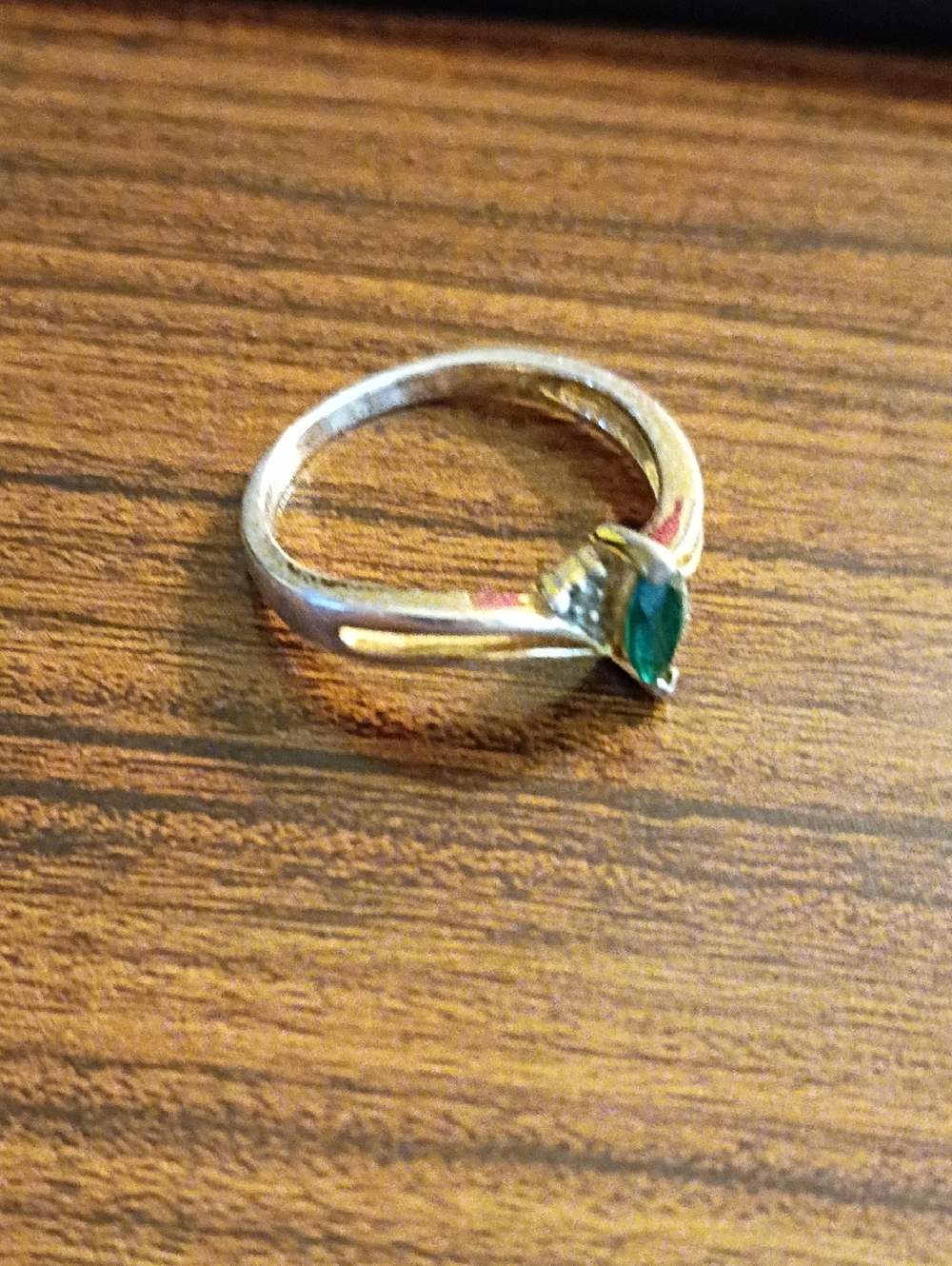 Gold Ring with Marquise Green Gemstone - Women's Fashion Jewelry - Picture 2 of 4